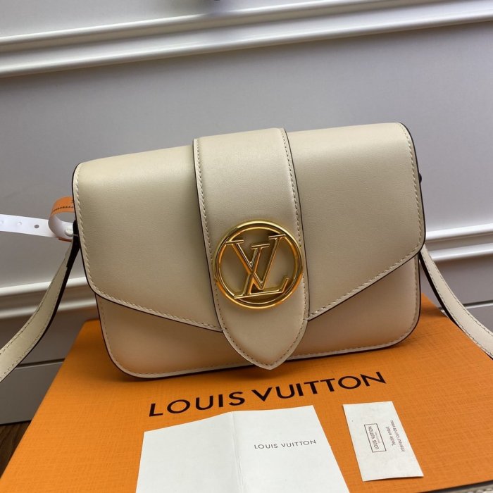 Louis Vuitton Womens Bags Luxury Brand Fashion Handbags Crossbody Bags Type LV PONT 9 Cream Smooth calfskin M55950
