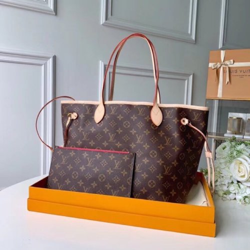Louis Vuitton Womens Bags Luxury Brand Fashion Type NEVERFULL MM Pivoine Pink Handbags M41178 Monogram Canvas