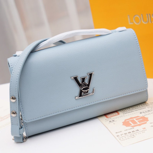 Louis Vuitton Womens Bags Luxury Brand Fashion Type LOCKME CLUTCH Olympe Blue Wallet Purse M56136