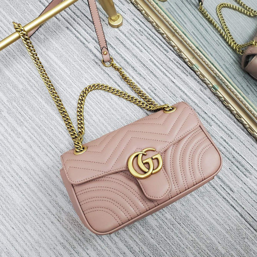 Gucci Womens Bag Crossbody Luxury GG Marmont Matelassé Shoulder Bag Dusty Pink Leather 443497 DTDIT 5729