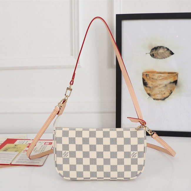 Louis Vuitton Womens Bags Luxury Brand Crossbody POCHETTE ACCESSOIRES Damier Azur Canvas N41207