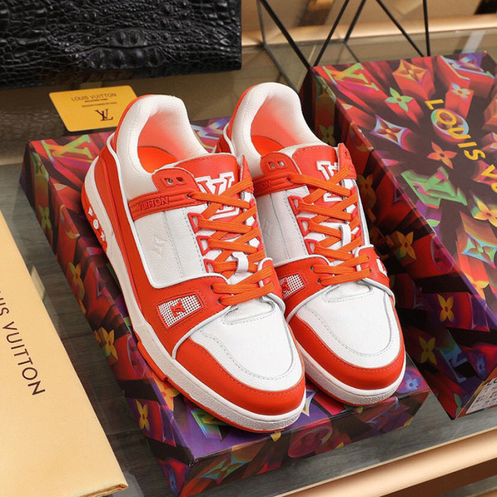 Louis Vuitton Men Shoes Fashion Sneakers Breathable LV TRAINER SNEAKER Orange 1A811P