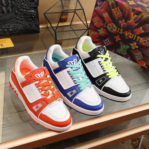 Louis Vuitton Men Shoes Fashion Sneakers Breathable LV TRAINER SNEAKER Orange 1A811P