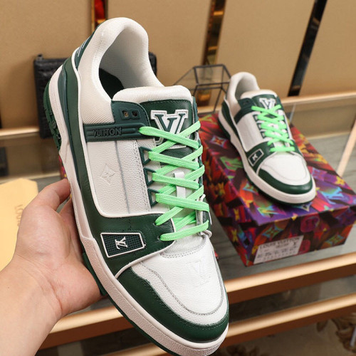 Louis Vuitton Men Shoes Fashion Sneakers Breathable LV TRAINER SNEAKER Green 1A8127