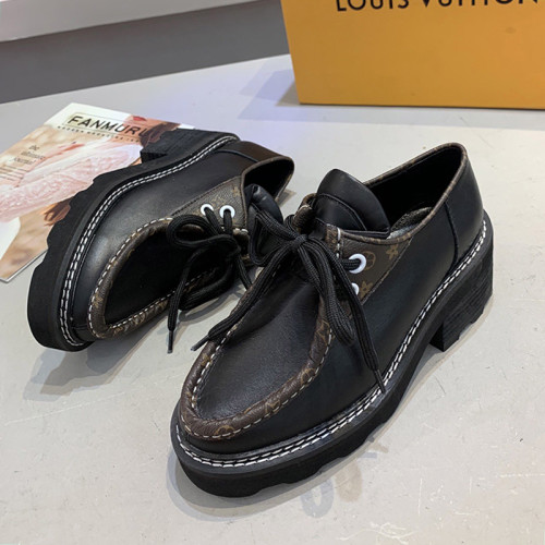 Louis Vuitton Women Shoes Luxury Design Fashion LV BEAUBOURG PLATFORM DERBY Black 1A5SO3