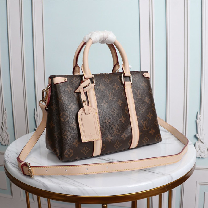Louis Vuitton Womens Bags Handbags Luxury Crossbody Bag SOUFFLOT BB Monogram Canvas Natural Leather M44815