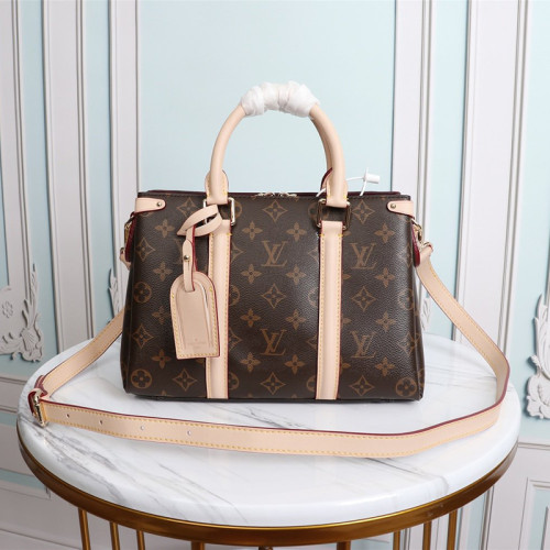 Louis Vuitton Womens Bags Handbags Luxury Crossbody Bag SOUFFLOT BB Monogram Canvas Natural Leather M44815