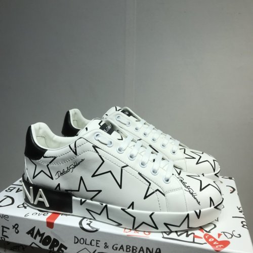 Dolce&Gabbana Men Shoes Fashion Luxury Mixed Star Print Portofino Sneakers in Nappa Leather Cream CS1772AJ609HA35C