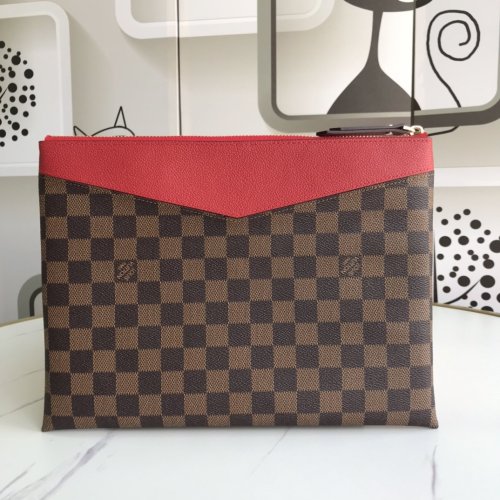 Louis Vuitton Womens Clutch Wallet Purse Bags Luxury Brand Fashion Type DAILY POUCH Scarlet Damier Ebene N60262