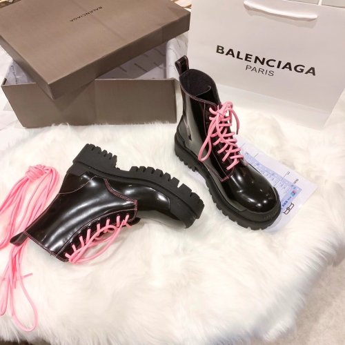 Balenciaga Women Shoes Luxury Brand STRIKE 20MM LACE-UP BOOT IN BLACK MATTE CALFSKIN 590974WA9641085