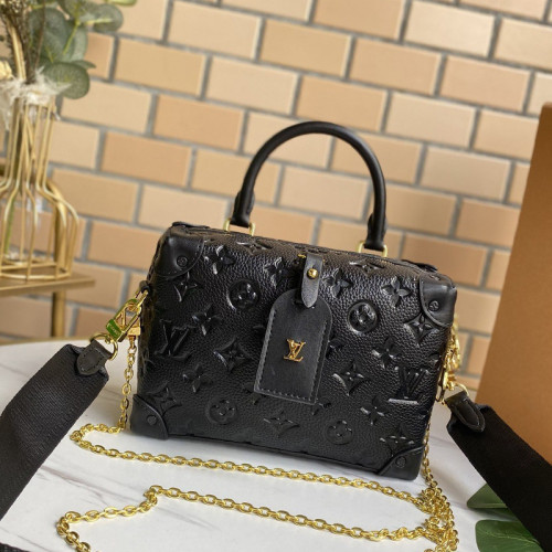 Louis Vuitton Womens Bag Handbag Luxury Brand PETITE MALLE SOUPLE Black Monogram Empreinte Leather M45393
