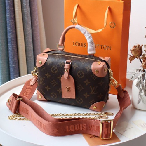 Louis Vuitton Womens Bag Handbag Luxury Brand Fashion Type PETITE MALLE SOUPLE Peach Monogram M45531