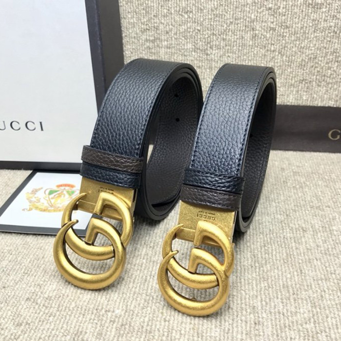 Gucci Mens Belts Luxury Design Reversible Leather Belt with Double G Buckle with Original Box 627055 CAO2T 1062