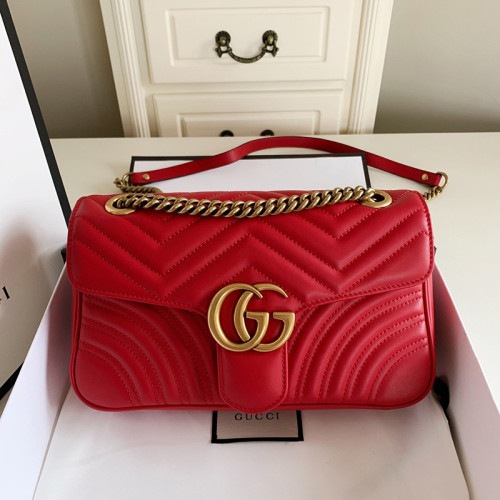Gucci Womens Bags Luxury GG Marmont Small Matelassé Shoulder Bag Hibiscus Red Matelassé Leather 443497 DTDIT 6433