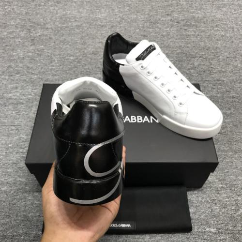 Dolce&Gabbana Men Shoes Boots Luxury Brand Patent Calfskin Portofino Sneakers White Black CS1520AI053HN821