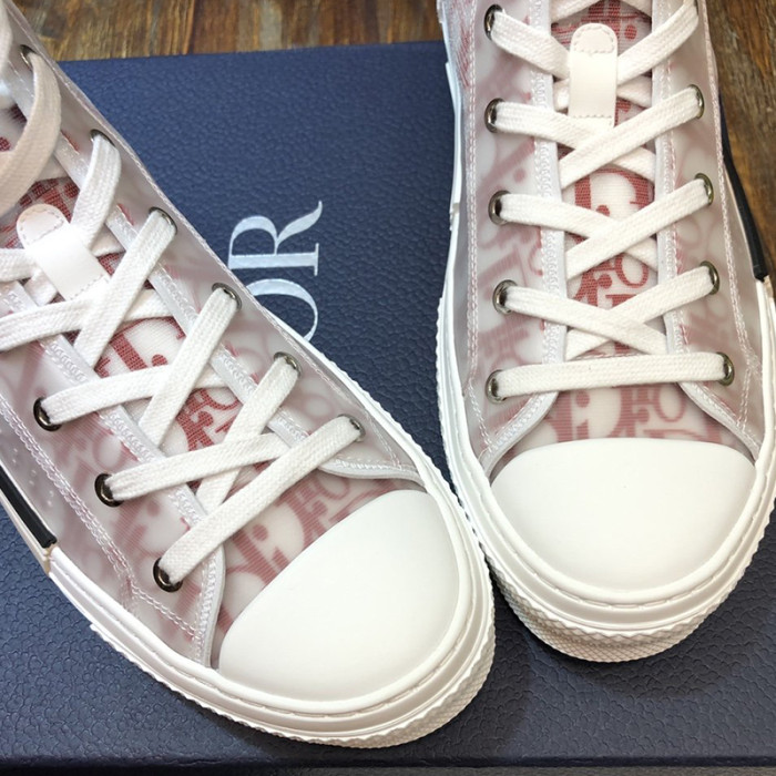 Dior Men Shoes B23 HIGH-TOP SNEAKER Red And White Dior Oblique Canvas 3SH118YNT_H360