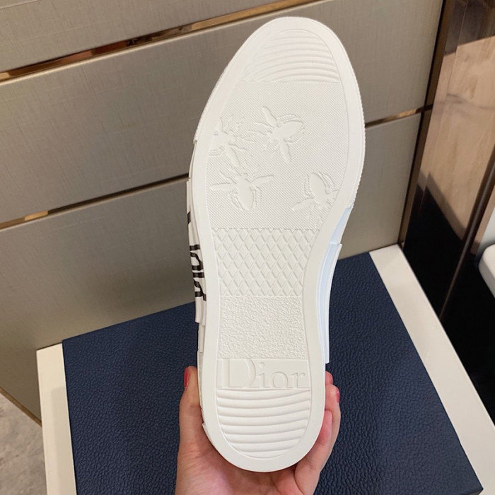 Dior Men Shoes B23 HIGH-TOP Sneaker Black And White Dior Oblique Canvas With DIOR AND SHAWN Bee Embroidery Patch