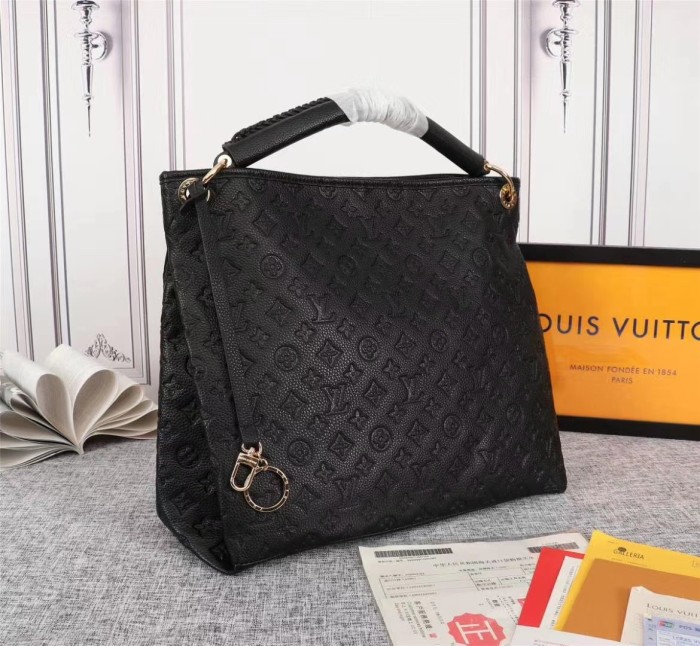Louis Vuitton Womens Bags Handbags Luxury Brand Fashion Empreinte Leather Black Monogram ARTSY MM M41066