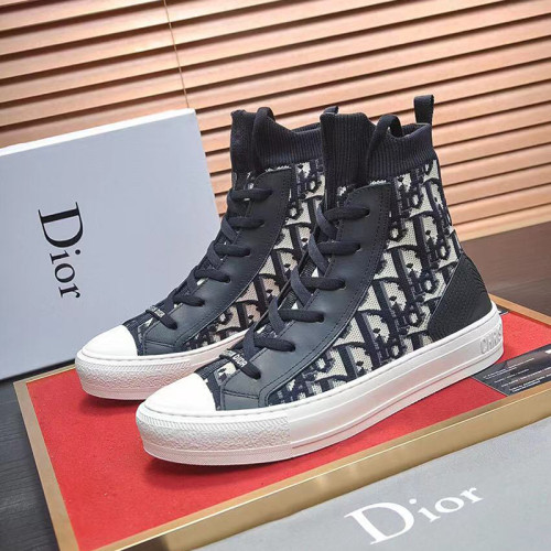 Dior Womens Shoes Sneakers WALK'N'DIOR HIGH-TOP SNEAKER Blue Dior Oblique Mesh KCK234TOK_S56B