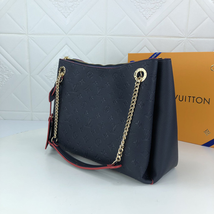 Louis Vuitton Womens Bags Handbags Luxury SURÈNE MM Navy Red Monogram Empreinte Leather SURENE MM M43759