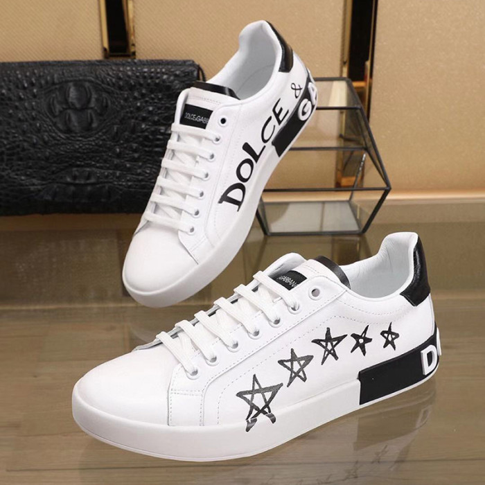 Dolce&Gabbana Women Shoes Sneakers Calfskin Nappa Portofino Sneakers With Lettering Print CK1587AA898HWF57