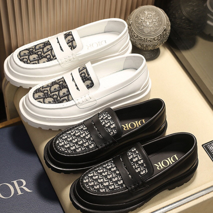 Dior Men Shoes Casual Dress Shoes Luxury Dior Explorer Loafer Beige And Black Dior Oblique Jacquard And Black Smooth Calfskin