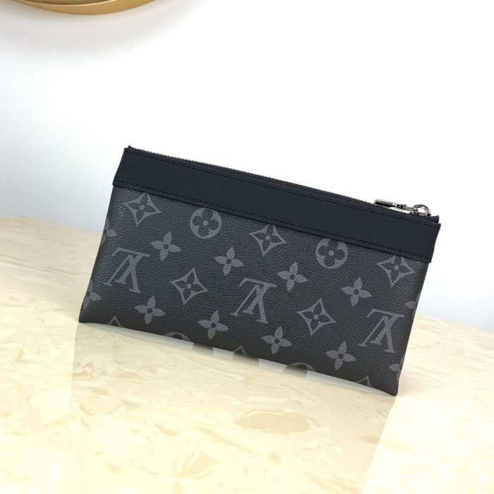 Louis Vuitton Mens Clutch Wallet Purse Luxury Brand Fashion DISCOVERY POCHETTE PM Monogram Eclipse M44323