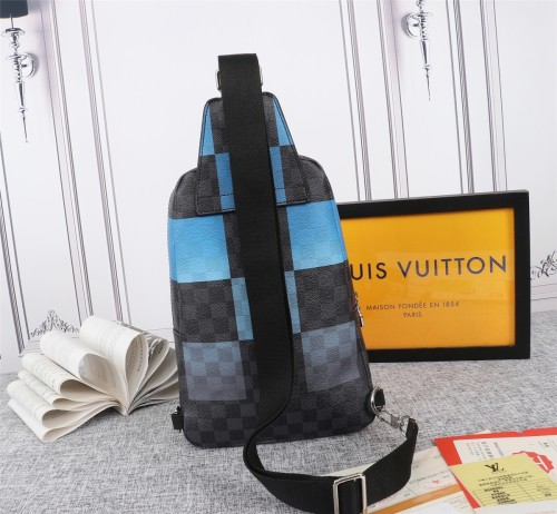 Louis Vuitton Mens Bag Shoulder Bag AVENUE SLING BAG N40404 Blue Damier Graphite Giant coated canvas with Original Box
