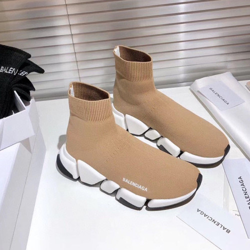 Balenciaga Men Shoes Sneakers Luxury Brand Speed Sneaker in Knit, White and Black Sole Unit