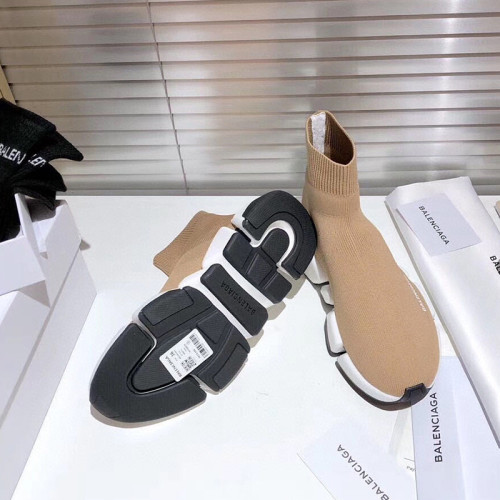 Balenciaga Men Shoes Sneakers Luxury Brand Speed Sneaker in Knit, White and Black Sole Unit