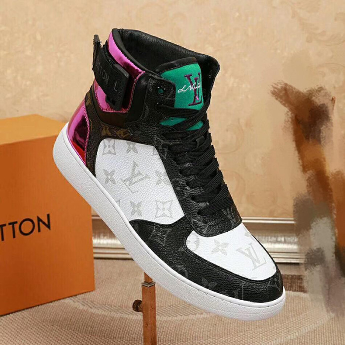 Louis Vuitton Men Shoes Sneakers Casual Luxury Brand RIVOLI SNEAKER BOOT Black with Original Box