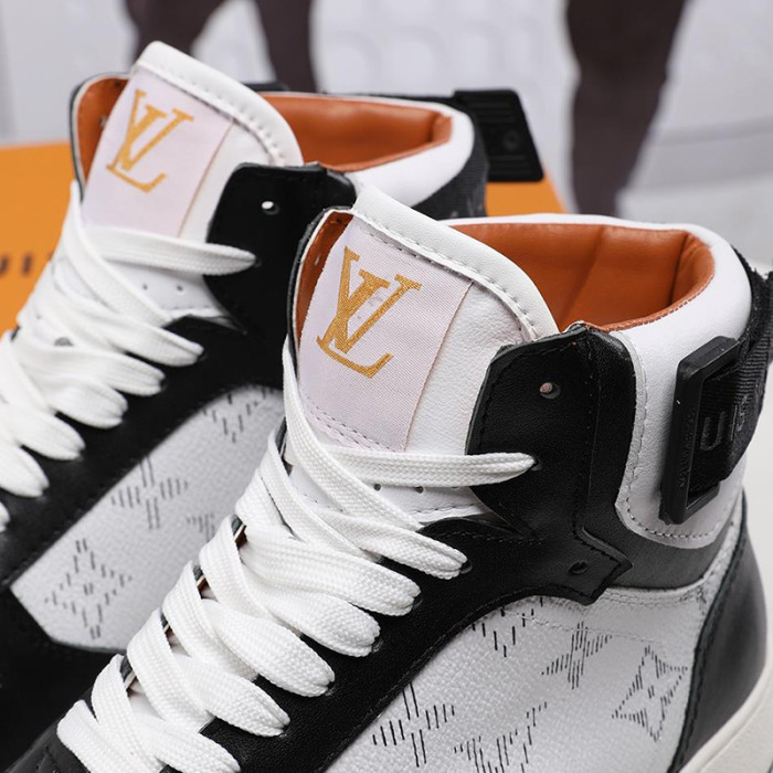 Louis Vuitton Men Shoes Sneakers Casual Luxury RIVOLI SNEAKER BOOT Black with Original Box 1A5EQ1