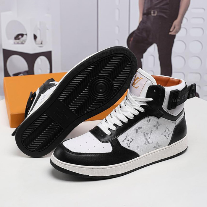 Louis Vuitton Men Shoes Sneakers Casual Luxury RIVOLI SNEAKER BOOT Black with Original Box 1A5EQ1