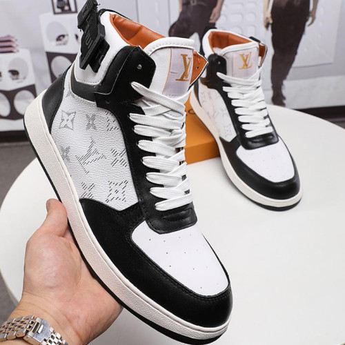 Louis Vuitton Men Shoes Sneakers Casual Luxury RIVOLI SNEAKER BOOT Black with Original Box 1A5EQ1