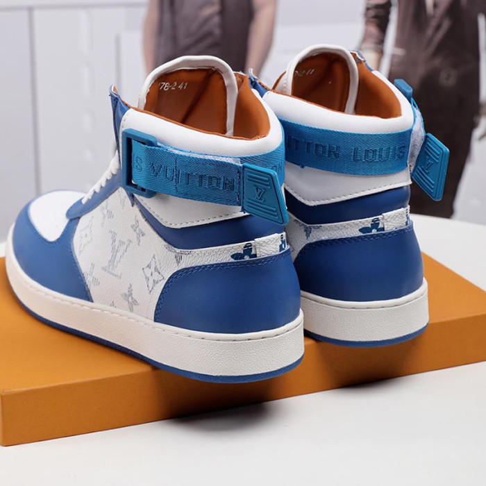 Louis Vuitton Men Shoes Sneakers Casual Luxury Brand RIVOLI SNEAKER BOOT Blue with Original Box