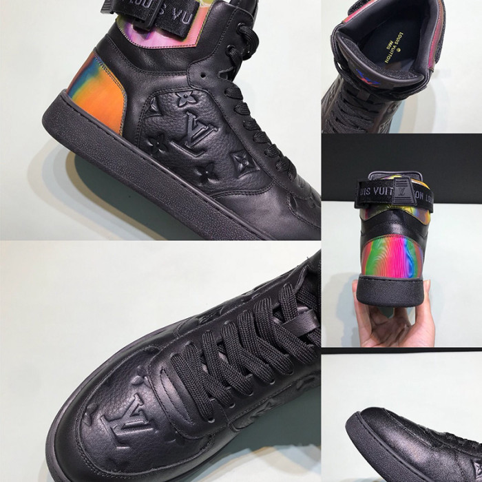 Louis Vuitton Men Shoes Sneakers Casual Luxury RIVOLI SNEAKER BOOT Black with Original Box 1A7S6U
