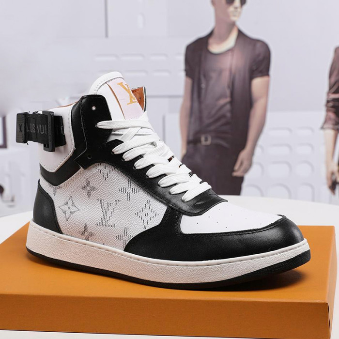 Louis Vuitton Men Shoes Sneakers Casual Luxury RIVOLI SNEAKER BOOT Black with Original Box 1A5EQ1
