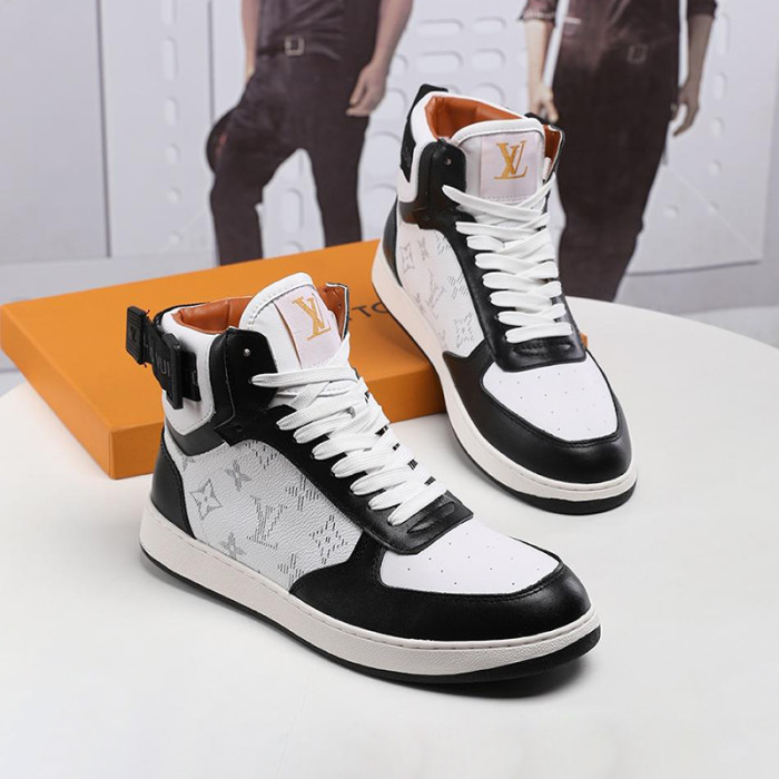 Louis Vuitton Men Shoes Sneakers Casual Luxury RIVOLI SNEAKER BOOT Black with Original Box 1A5EQ1