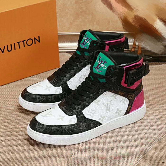 Louis Vuitton Men Shoes Sneakers Casual Luxury Brand RIVOLI SNEAKER BOOT Black with Original Box