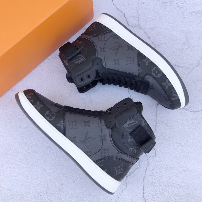 Louis Vuitton Men Shoes Sneakers Casual Luxury RIVOLI SNEAKER BOOT Black with Original Box 1A8EAP