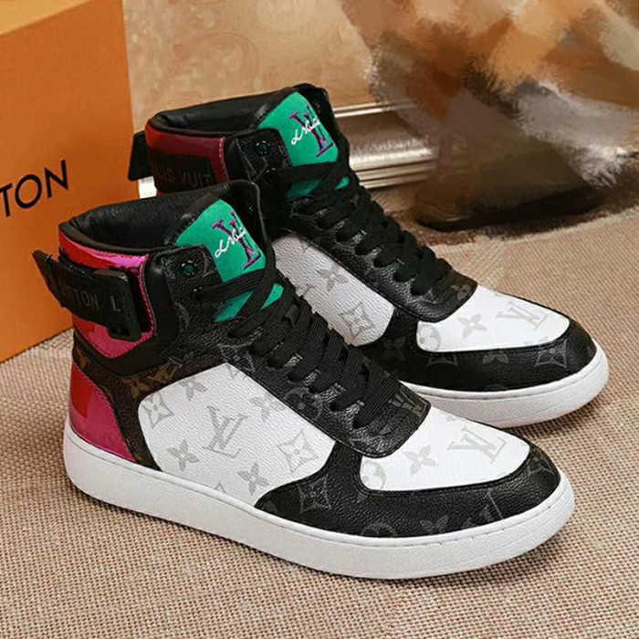 Louis Vuitton Men Shoes Sneakers Casual Luxury Brand RIVOLI SNEAKER BOOT Black with Original Box