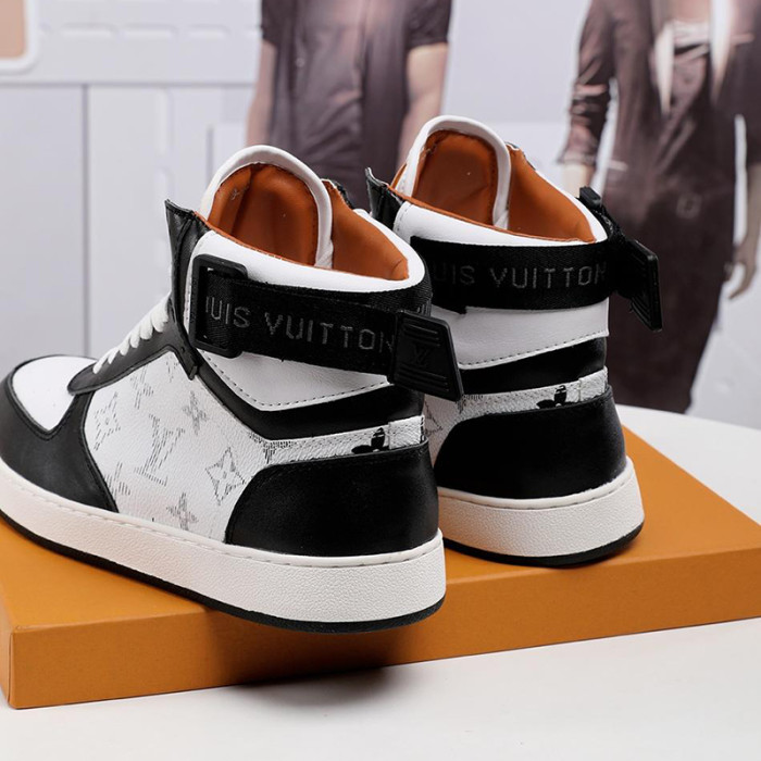 Louis Vuitton Men Shoes Sneakers Casual Luxury RIVOLI SNEAKER BOOT Black with Original Box 1A5EQ1