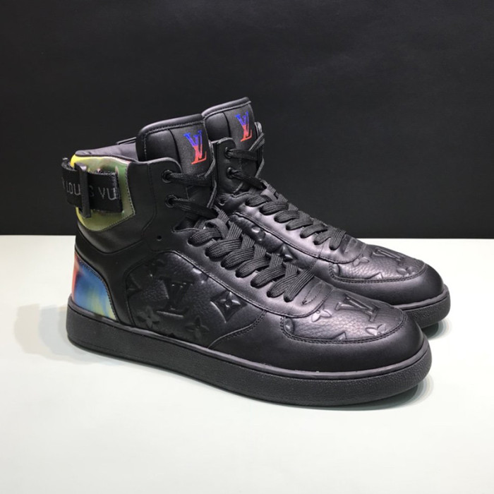 Louis Vuitton Men Shoes Sneakers Casual Luxury RIVOLI SNEAKER BOOT Black with Original Box 1A7S6U