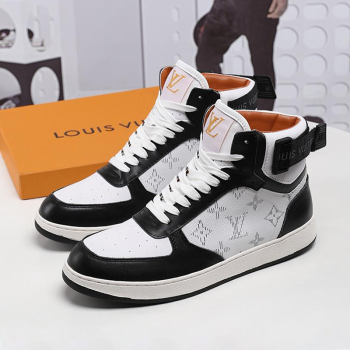Louis Vuitton Men Shoes Sneakers Casual Luxury RIVOLI SNEAKER BOOT Black with Original Box 1A5EQ1
