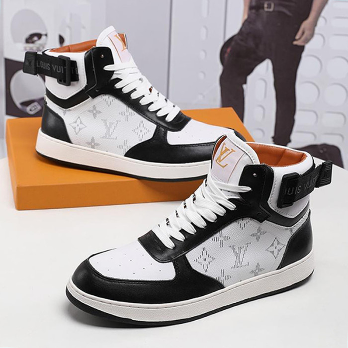Louis Vuitton Men Shoes Sneakers Casual Luxury RIVOLI SNEAKER BOOT Black with Original Box 1A5EQ1