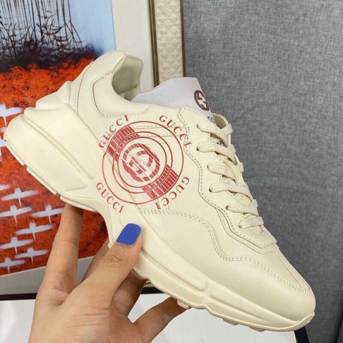Gucci Mens Shoes Sneakers Luxury Brand Men's Rhyton Gucci print leather sneaker 630607 DRW00 9522