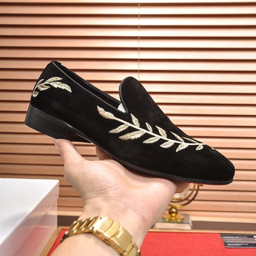 Dolce&Gabbana Men Shoes Velvet Slippers with Embroidery