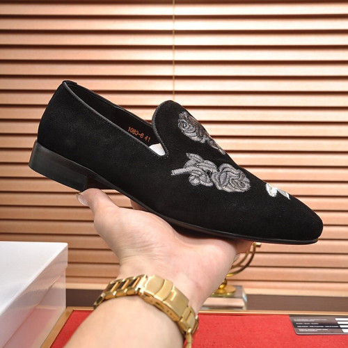 Dolce&Gabbana Men Shoes Velvet Slippers with Embroidery