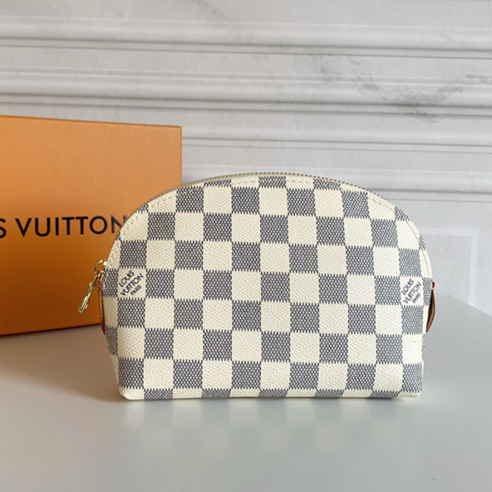Louis Vuitton Womens Clutch Make Up Bags Luxury Fashion Type Designer COSMETIC POUCH Damier Azur Canvas N60024