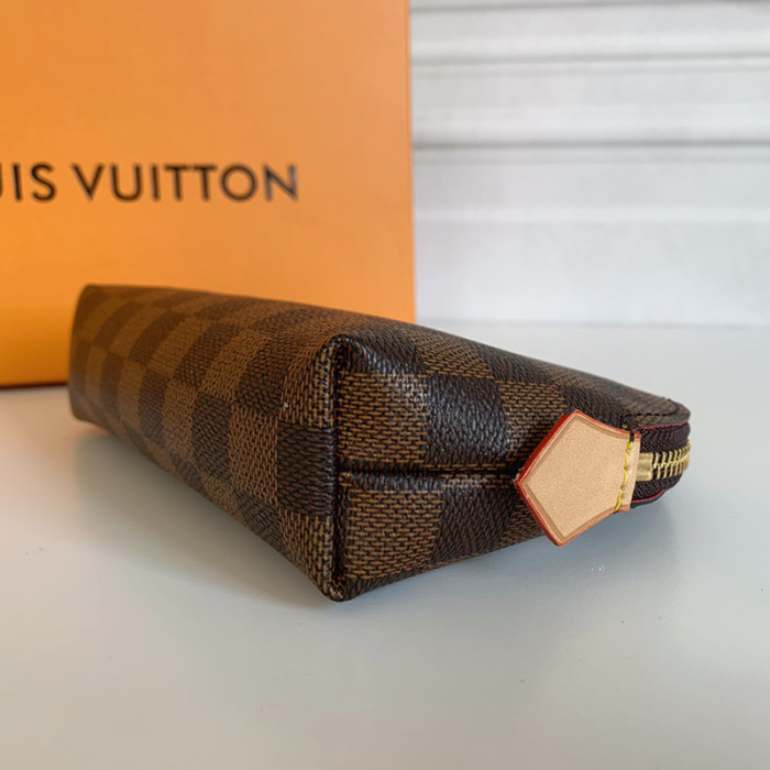 Louis Vuitton Womens Clutch Make Up Bags Luxury Fashion Type COSMETIC POUCH Damier Ebene Canvas N47516